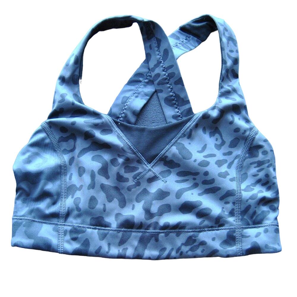 Lululemon Gray & Black Animal Print Sports Bra Size: 4 (X-Small)